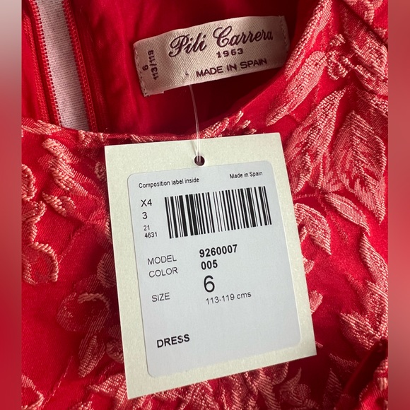 Pili Carrera Red Jaquard Dress for little girl - Picture 4 of 5